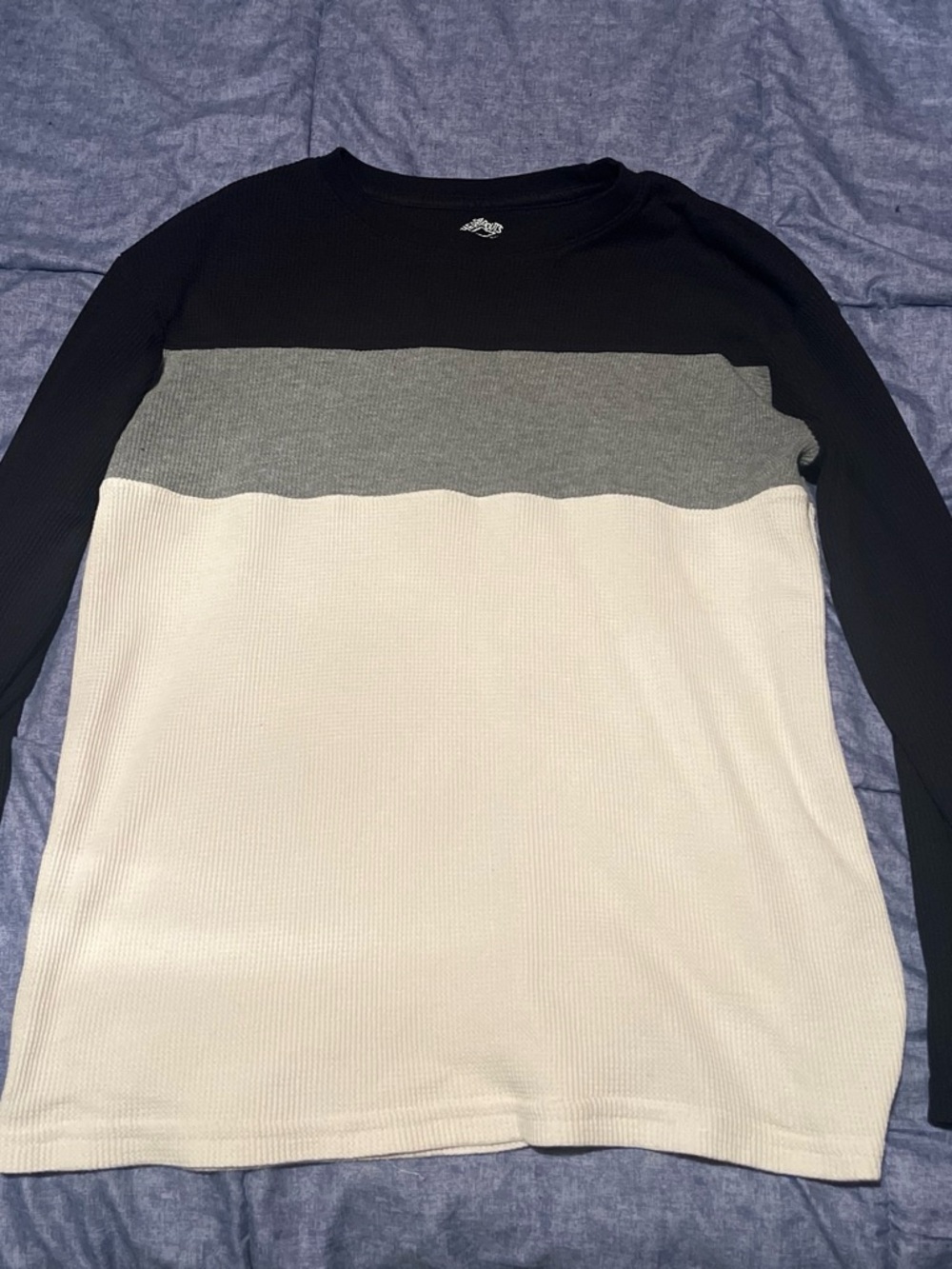 Men's Colorblock Long Sleeve Crewneck Shirt - Black, Gray & White